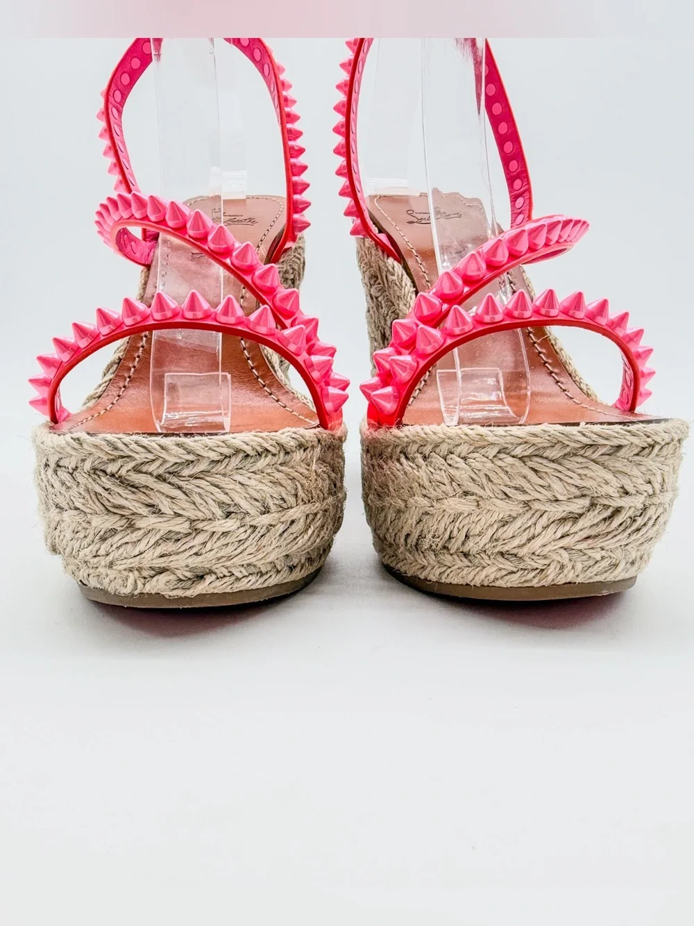 Christian Louboutin Mafaldina Zeppa Pink Leather Espadrille Wedge EU 40 US 10
